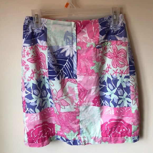 Lilly Pulitzer SkirtSize 4 Patchwork Print White Label Vintage - Picture 2 of 3